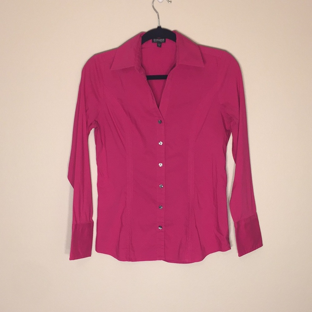 Express Dark Pink Button Down Top